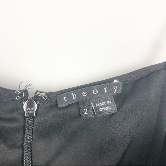 THEORY | 100% Silk Black V-Neck Maxi Slip Dress Adjustable Straps Women’s Size 2 - Picture 5 of 8